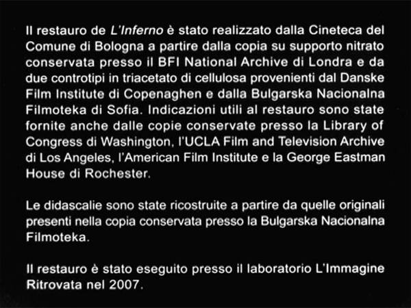 informazioni sul restauro della pellicola