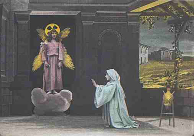 il momento dell'Annunciazione in La Vie et la Passion du Christ di Maurice Ma�tre del 1913, il terzo film realizzato in 10 anni dalla stessa casa di produzione